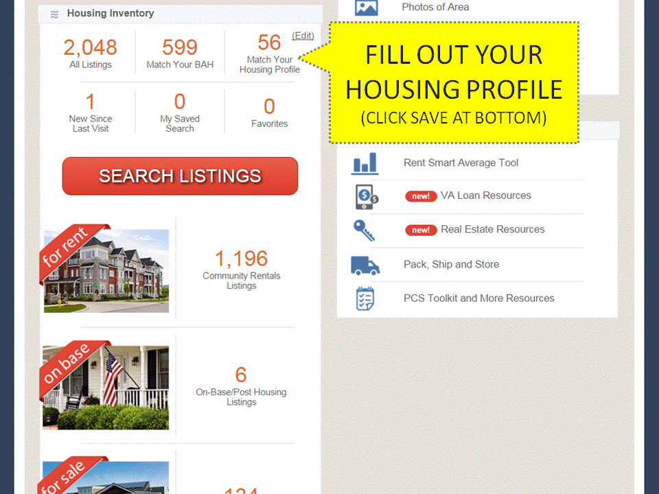 Your housing profile listing count on your dashboard.